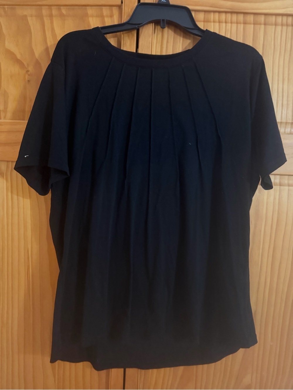 Women’s Black Pleated Short-Sleeve Top